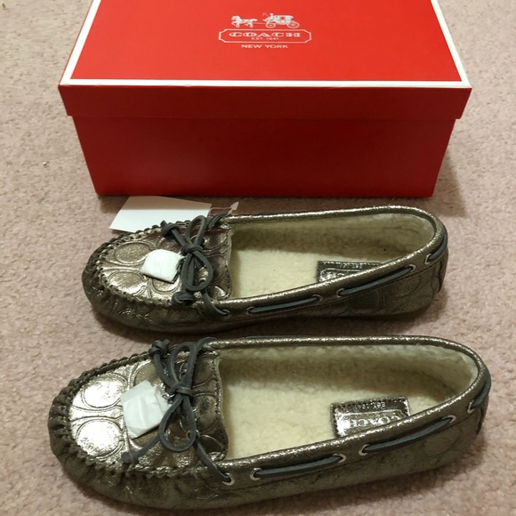 NWT Coach Metallic Suede Shearling Moccasin Sz 7 - Picture 4 of 8